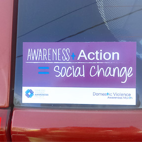 Awareness + Action = Social Change Bumper Sticker on car