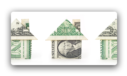 Building Credit and Assets - image depicting three one dollar bills folded into houses