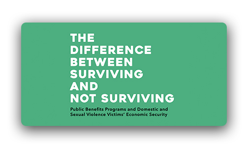“The Difference Between Surviving and Not Surviving” - image depicting cover of document with title in white text on green/teal backgound